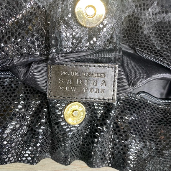 Sabina New York Black Leather Snakeskin Embossed Evening Bag Clutch Purse‎ - Picture 3 of 11